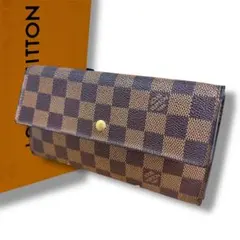 鑑定済　ルイヴィトン 長財布 ポルトトレゾール インターナショナル　ダミエ 茶