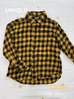 UNIQLO 長袖シャツ 110㎝ 黒・黄色チェック