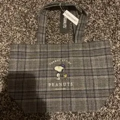 【新品タグ付き】スヌーピー☆グレンチェック☆ランチバッグ☆ミニトートバッグ