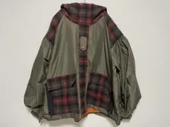 Andersson Bell チェック切替フーデッドジャケット カーキ XS