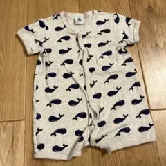 プチバトー　クジラ柄半袖ロンパース