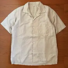 0's old uniqlo ベージュ オープンカラーシャツ 3ポケット リネン