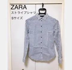 ZARA BASIC ストライプシャツ Sサイズ　レディース　青　白　ブルーのサムネイル