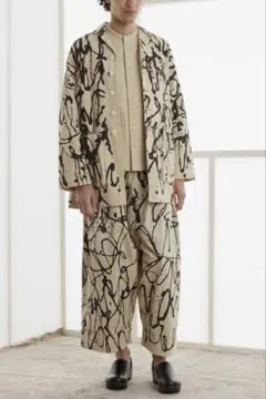 極美品】2012ss キュビズムアシンメトリー麻ジャケット ズボンの2つ 