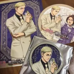 進撃の巨人 HUB エルヴィン ポストカード コースター 缶バッジ ハンジ