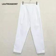 ロートレアモン パンツ 白 38 リネン混 ウエストゴム 通勤 上品 P1621