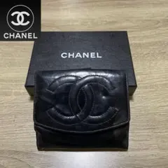 CHANEL 二つ折り財布 ブラック　痛みありのサムネイル
