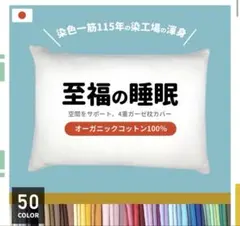 日本製 枕カバー 43×63cm オーガニックコットン サックス 水色 綿のサムネイル