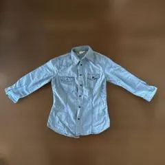 ライトブルー デニム　長袖シャツ M