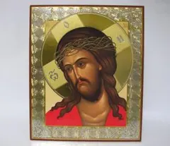 アンティーク宗教画　イコン　全能者ハリストス　パントクラトール　骨董品 アンティーク宗教画 イコン 全能者ハリストス パントクラトール