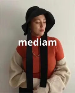 ◆mediam◆　ミディアム　リボン付きフリル　ニットハット帽