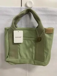 キャンバス ミニトートバッグ グリーン×カーキ 多収納ROSE NOIRE