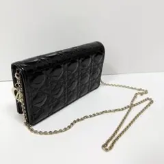 Christian Dior 長財布 ブラック☆エナメル チェーンウォレット - メルカリ