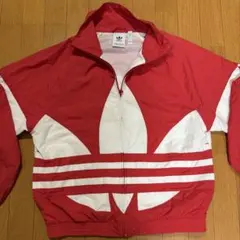 adidas originals ナイロンジャケット BIGロゴ 赤