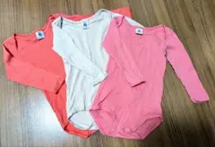 Petit Bateau　長袖ボディスーツ 3枚セット 12ヶ月　74cm