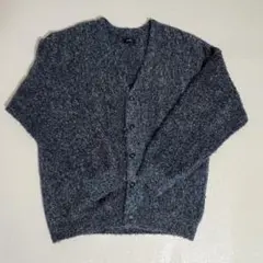 BEAMS/ビームス　5ゲージ ブークレ ニットカーディガン　ブルー