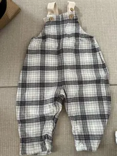 チェック柄コットンオーバーオール（95cm以下）