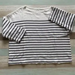 ストライプデザイン 七分袖Tシャツ M/L