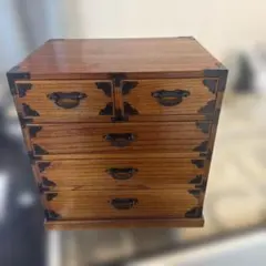 木箱 小引き出し アンティーク 小箪笥 秋田伝統工芸品 3段 昭和レトロ