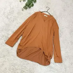 a.v.v standard 長袖カットソー　Ｍ　ブラウン　Ｖネック