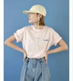 Ungrid カラーエンブロイダリーTee ピンクのサムネイル