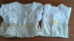 フリル付きレースベビーロンパース（70)2枚セット