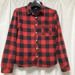 ships シップス　シャツ　チェック　ブラック　レッド　M