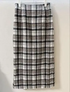 レディース　チェック柄　タイトスカート　ロングスカート　ツイード風