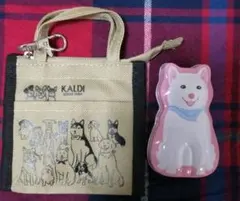 KALDI 犬と猫のイラスト バッグ＆缶
