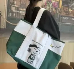 新品未使用　スヌーピー 白緑　トートバッグ