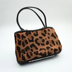 フォクシー ハラコ×レザーミニハンドバッグ イタリア製 ブラウン系@OH23