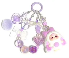 紫白⭐︎ビーズストラップ⭐︎