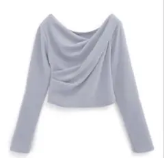 ドレープカシュクールトップス[dk1362]ブルー