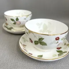 【H5】希少✨WEDGWOOD ワイルドストロベリー　パステル　ペア　カップ✨
