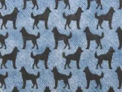 【ゆきちゃん限定】X2690-1 シベリアンハスキー柄 シルエット デニム 1m