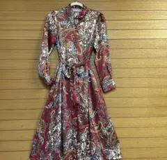 ZARA前ボタンスカーフ柄シャツロングワンピース