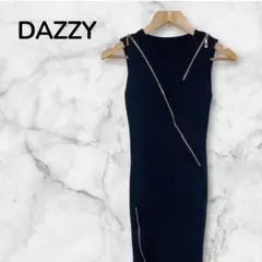 【美品】DAZZY ジップデザイン タイトニットワンピース ブラック系 S相当のサムネイル
