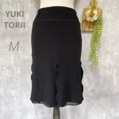 YUKI TORII 裾シフォン スリットスカート 黒 38 日本製 フォーマルのサムネイル