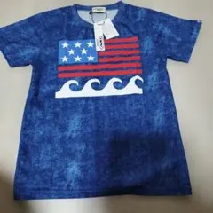 nev Tシャツ 星条旗 ウェーブ柄 ブルーのサムネイル