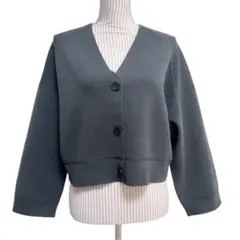 【ユニクロ】 メリノブレンド クロップド丈 ワイドシルエット カーディガン M