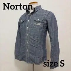 Norton（ノートン）英字刺繍 コットンリネン シャンブレーシャツ Sサイズのサムネイル