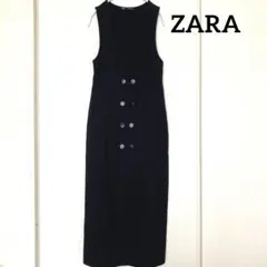 ZARA ワンピース ジャンパースカート ロングスカート ブラック S