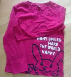 ウサギのイラスト 長袖Tシャツ ピンク　130