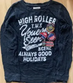 ワッペン ロンT ブラック 黒 長袖 ロングTシャツ / 古着 韓国ファッション