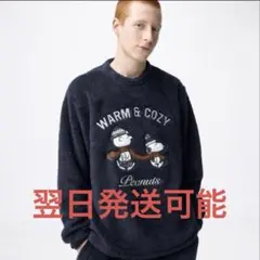 新品タグ付きGU マシュマロフィールラウンジセットPEANUTS S ネイビー