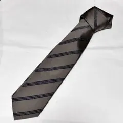 スーツカンパニー　ブラウン系　ネイビーストライプ ネクタイ　シルク100