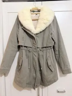 カーキモッズコート【ファー取り外し可能】