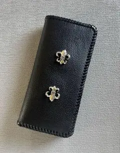 本革 長財布　ハンドメイド ウォレット 二つ折り　新品　フルール・ド・リス模様