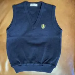 ネイビー 紺 Vネックベスト 130