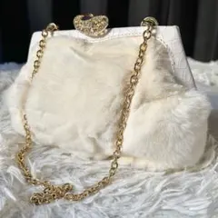 極美品✨エトロ チェーン ショルダーバッグ がま口 もこもこ ファー 斜め掛け